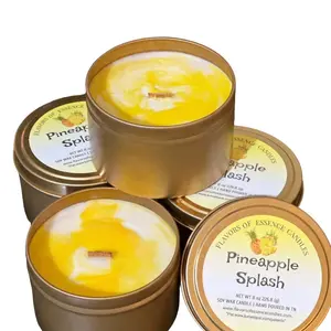 Scented Candles | Pineapple Splash | Soy Wax | Hand Poured | Refreshing Tropical Scent | Toxic Free | Woodwick | Great For Any Space |