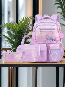 3pcs Trendy Backpack Set for Girls & Adults, Laptop Bag + Lunch Box + Pencil Holder, Ideal for Students, School, College, Daily Use, Blue Color