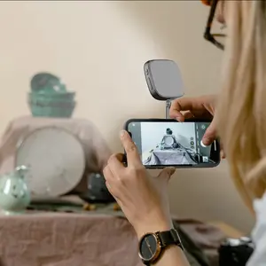 360° LED Selfie Light with Mirror, Magnetic Phone Lamp Compatible with Magsafe iPhone, Foldable Magnetic Fill Light for Selfies and Stands