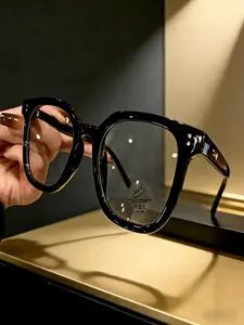 Unisex Black Oversized Square Clear Lens Glasses, Stylish Face-Slimming Fashion Frame for Office, Study, Computer and Phone Use, Commuting, Daily Wear, Valentine’s Day, Birthday and Christmas Gifts