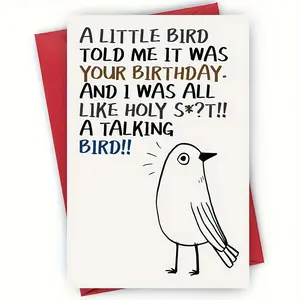 Little Bird Themed Birthday Card with Envelope, 1 Count Cute Bird Birthday Card, Birthday Gift for Friends & Family, Birthday Present, Fun Party Cards