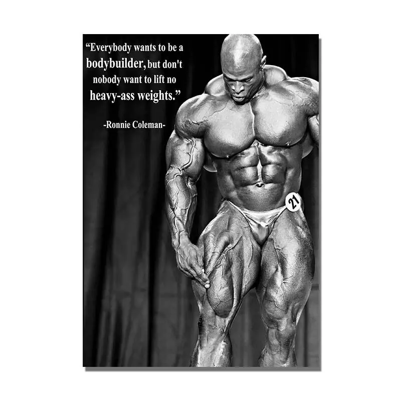 Bodybuilding Motivational Quotes Poster Print Gym Fitness Black White Picture