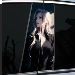 2-Piece, Anime Feminine Creative Car Decal, Sticker Decals, Sticker For Cars, Durable Vinyl, Semi-Matte, Easy to Stick - Perfect for Glass and Metal Surfaces, - As well as Decorative Laptops - Helmets - Motorcycles