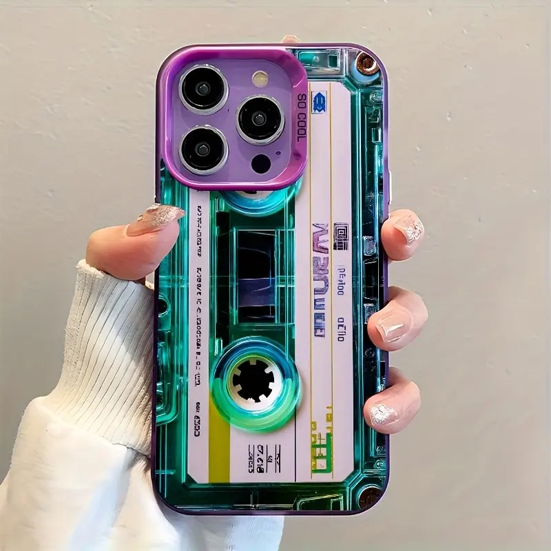 Unique blue-green transparent tape creative design phone case, matte back protective case, suitable for iPhone 17/16/15/14/13/12/11/X/XS/XSMAX/XR/7P/8P/16E/17E, stylish and full of youthful vibe, suitable as a holiday gift for friends, family, or yourself