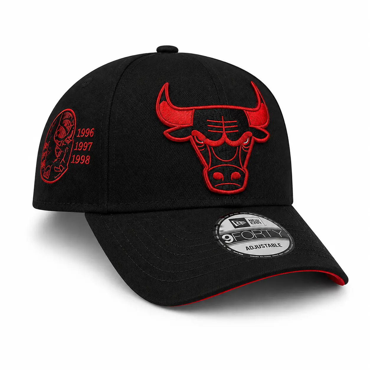 New Era Chicago Bulls 9FORTY  Adjustable Cap Black Red NBA Basketball Hat Embroidered Bull Logo Unisex