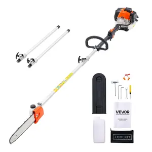 VEVOR Gas Pole Saw, 25CC 2 Stroke Gas Powered Pole Saws with 12 in Cutting Bar, Cordless Tree Trimmer with 23 fl.oz Fuel Tank, 7 to 12 ft Extendable, Powerful Chainsaw for Tree Trimming Pruning