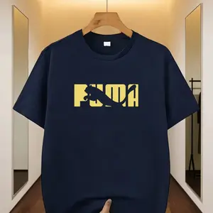Raw Street Wear Fashion Style Logo Print Tee Sporty Casual Top 100% Cotton Men's T-shirt Summer Breathable Lightweight Comfortable Trendy Shirts