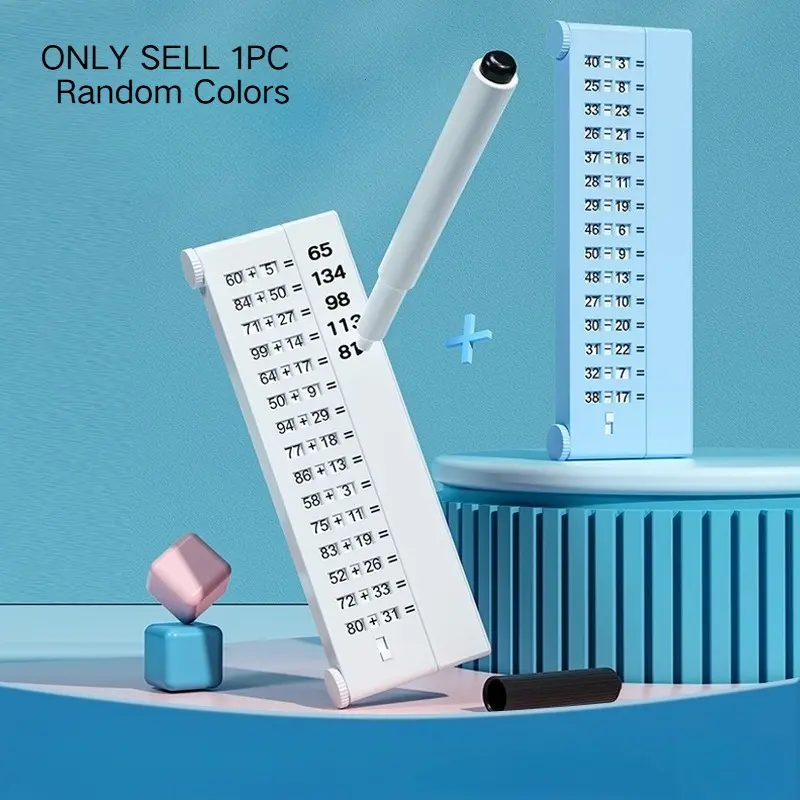 1pc Math Genius Kids' Arithmetic Practice Writing Board - Addition, Subtraction, Multiplication Early Education Tool for Elementary Students