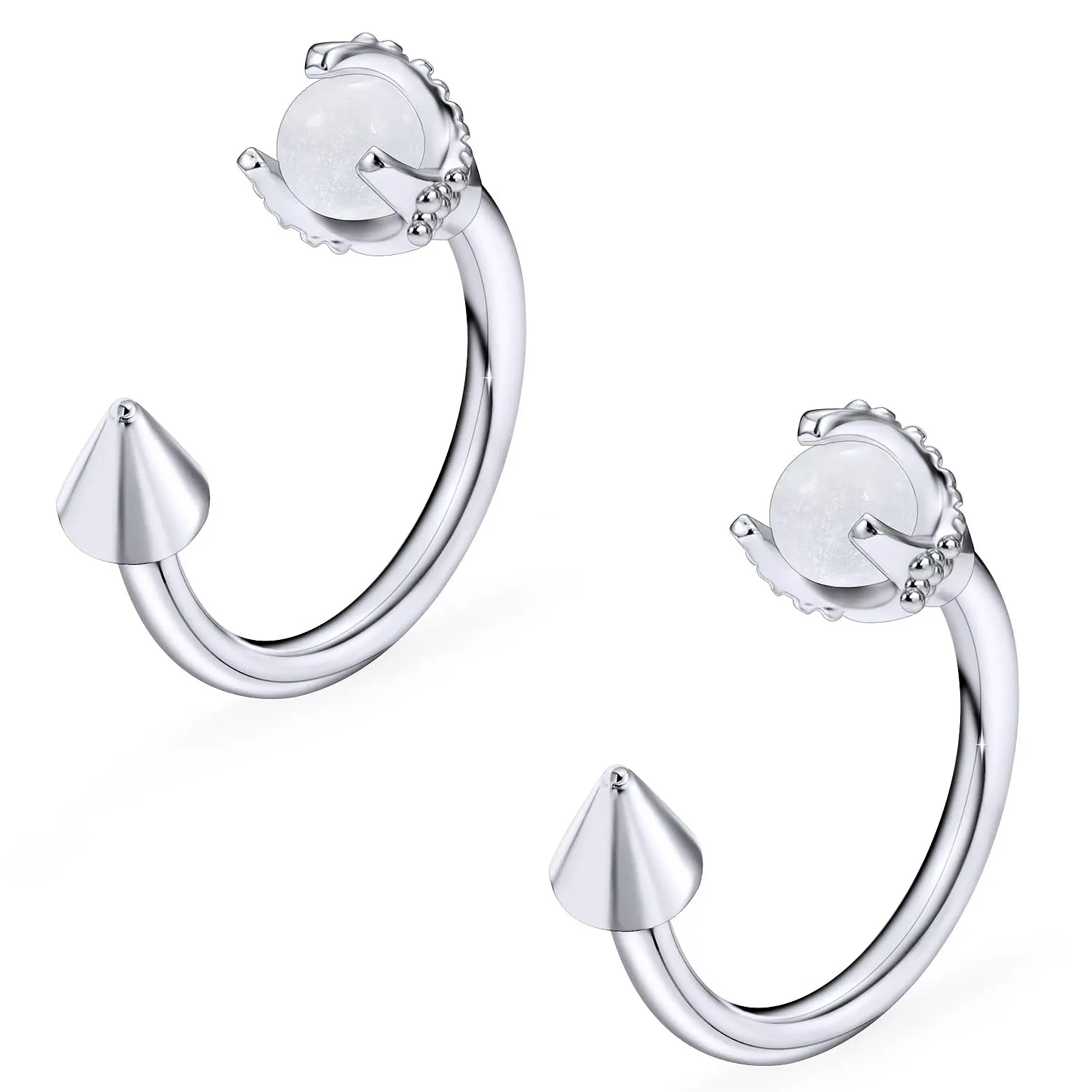 16g Snake Bite Dragon Claw Stainless Steel Horseshoe Hoop Lip Rings Externally Threaded Labret For Women Men