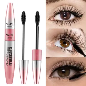 5D Black Waterproof Mascara with Dual Applicator Wands, Natural Lengthening, Clump-Free, Perfectly Defined Lashes, All-Day Volumizing Lift Mascara for Daily & Party Makeup