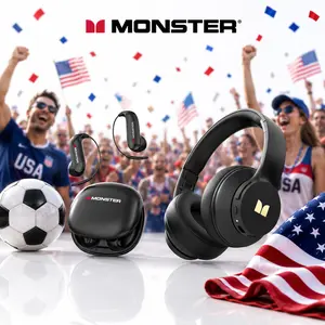 Monster Bluetooth Headphones Set – Includes Over-Ear Wireless Headphones and Ear Buds Ear-Hook Earphones, Deep Bass, Clear Sound, Noise Cancelling Mic, Noise Isolation, Waterproof, 165H Playtime, Ideal for Travel, Work -SummerWins-DealsForYouDays