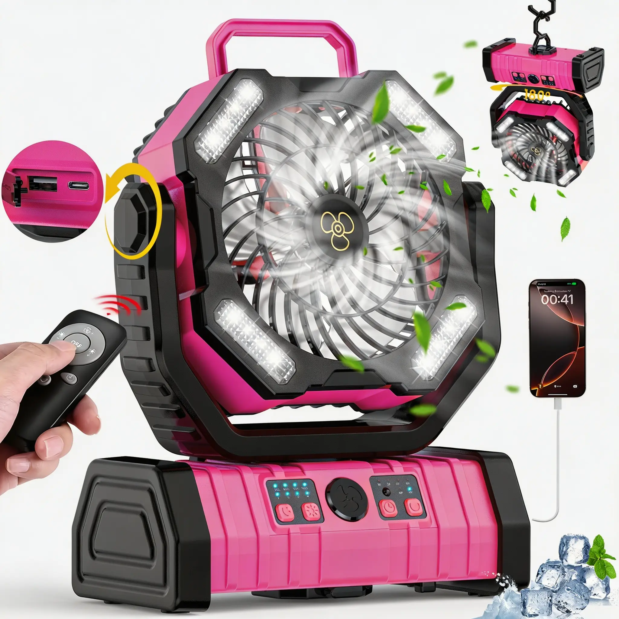 30000mAh Battery Operated Fan: 270° Oscillating Rechargeable Fan with 4 Speeds & LED Lantern. Quiet Portable Cooling Gift for Mom, Women & Wife. High-Velocity Fan for Soccer Mom, Gardening, RV & Hurricane Survival