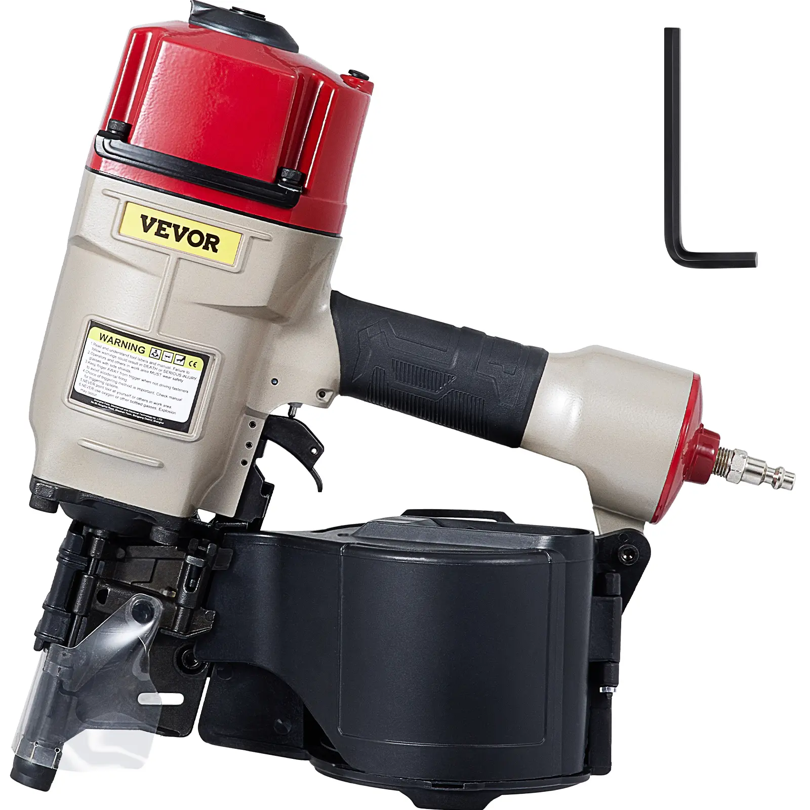 VEVOR Pneumatic Nail Gun CN80, Professional Coil Nailer Maximum Fastener Length 3-1/5\", Siding Nailer with Adjustable PC Magazine Coil Siding Nailer 15 Degree for Wood Working Fast and Hard