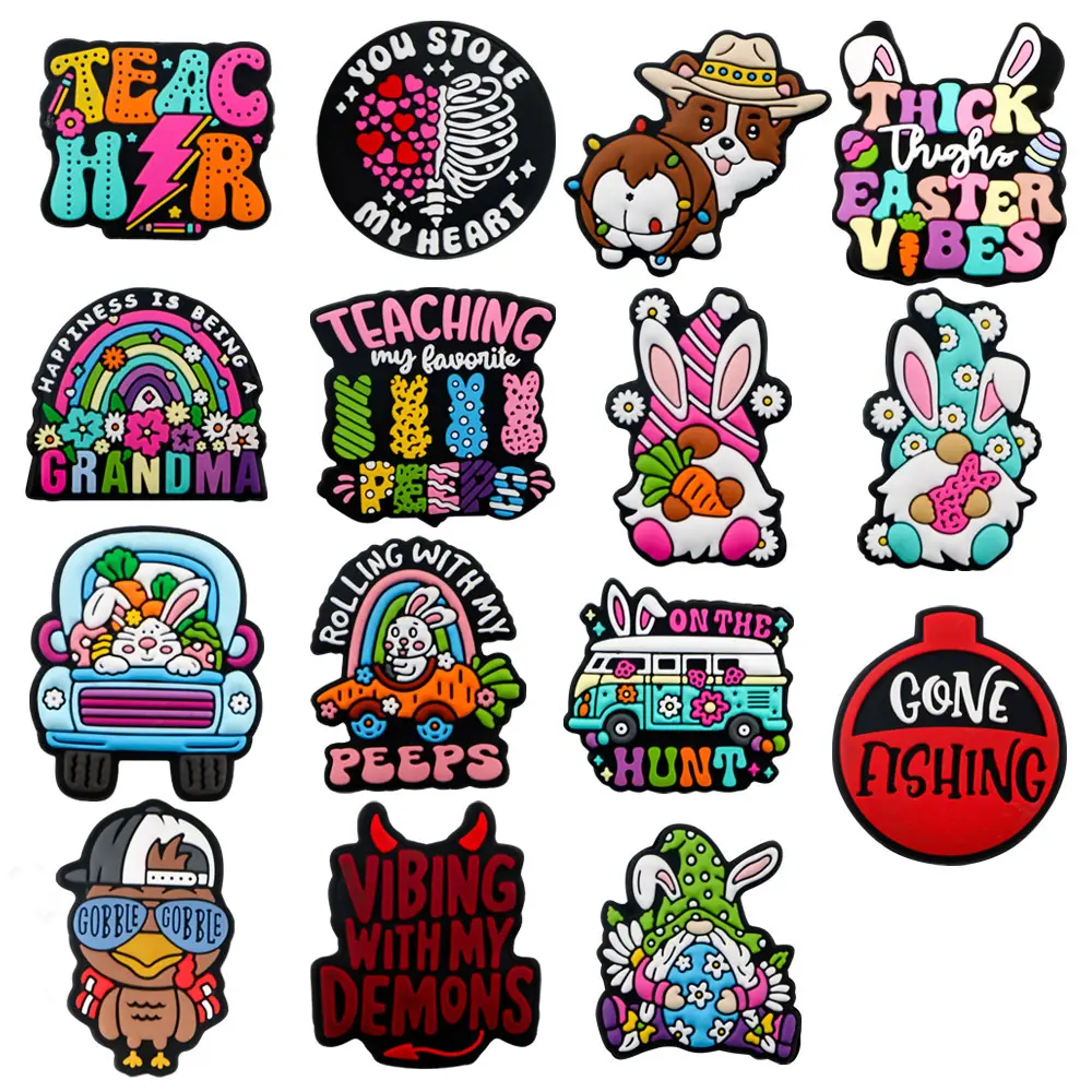 5pcs New Silicone Focal Beads featuring designs like rabbits and Easter motifs, suitable for DIY Craft Embellishments, pen decorations, keychains, bracelets, necklace accessories.