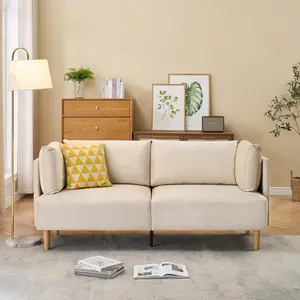 76" Sofa Couch, Comfy Upholstered Loveseat with Extra Deep Seats， Velvet Sofas & couches with 2 Removable Armrest Pillows，Oversize 2-Seater Couches for Living Room
