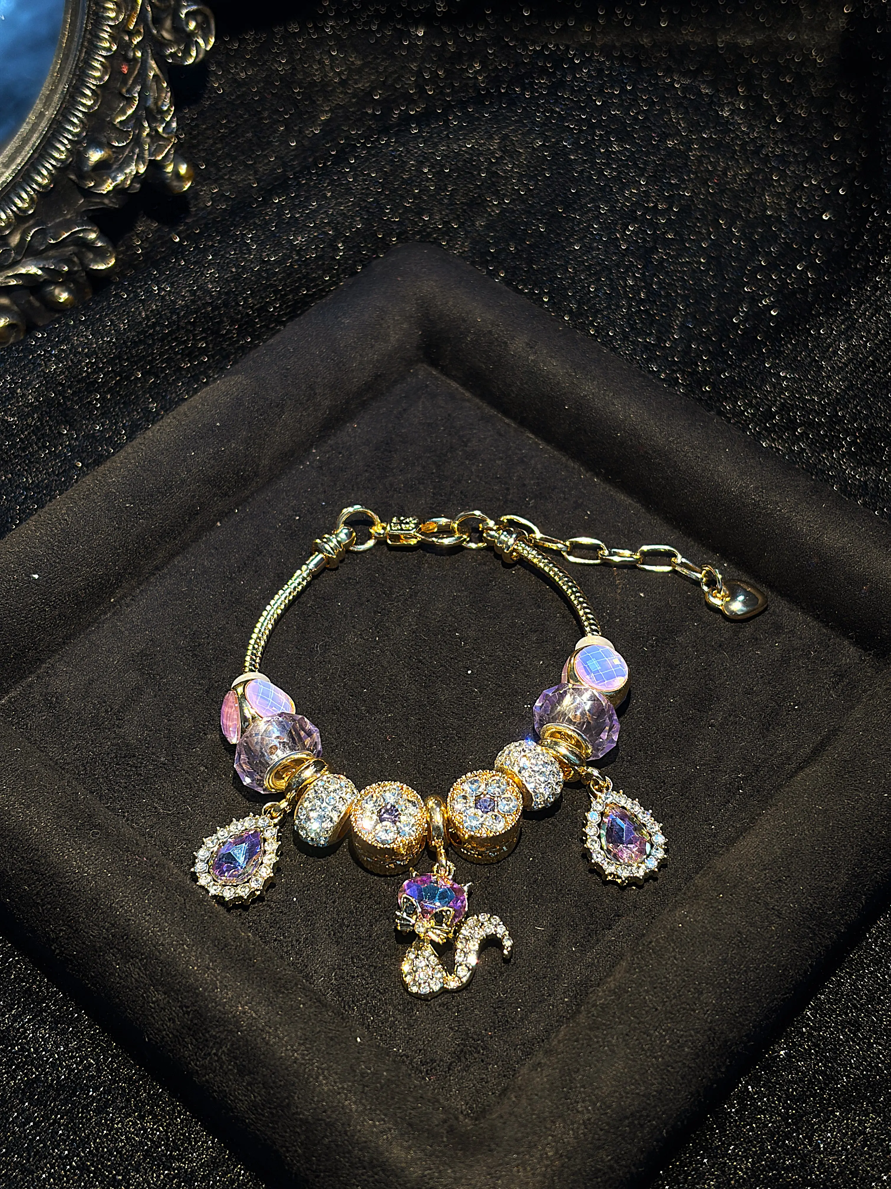 Women’s Sparkling Fox Charm Beaded Bracelet, Multicolor Crystal Rhinestone Snake Chain Bracelet, Dainty Statement Jewelry Gift for Women & Teen Girls