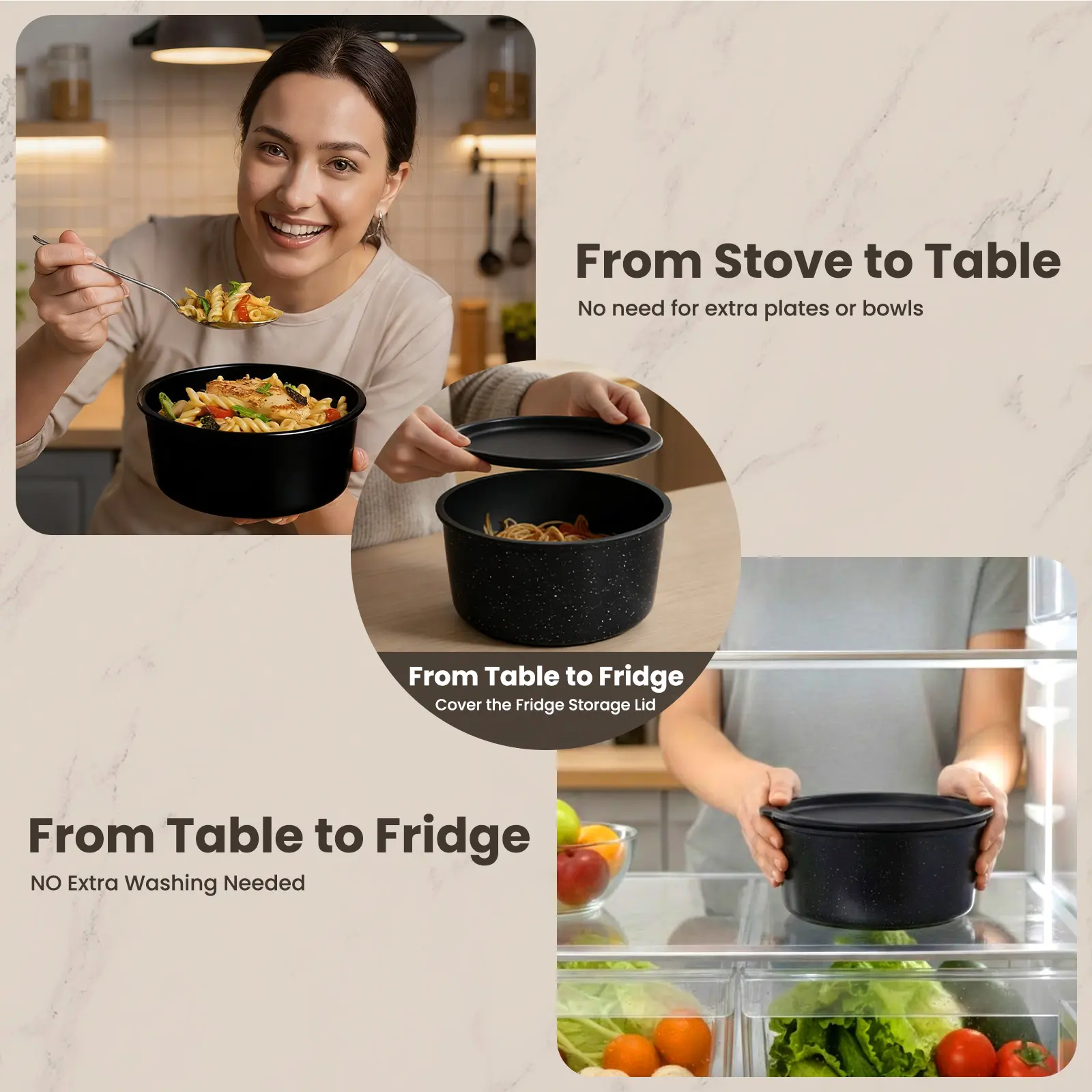 OOAK Dishwasher safe]Kikcoin Nonstick Oven Safe pots pans set