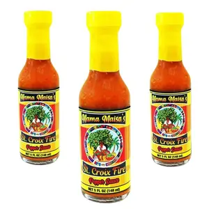 Mama Maisa's St. Croix Fire Pepper Sauce (15 fl oz - 3 bottles) Bold Caribbean Flavor with Scotch Bonnet Peppers and Curry
