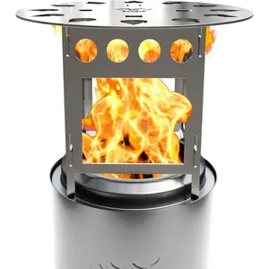 Fire Pit Heat Deflector for Solo Mesa Stove, Portable Heat Diffuser for 5 Inch Tabletop Firepit that Captures and Redirects Warmth, Detachable Stainless Steel Burner Cover for Outdoor Patio Heating and Table Top Fire Pit Accessories (5 inch)