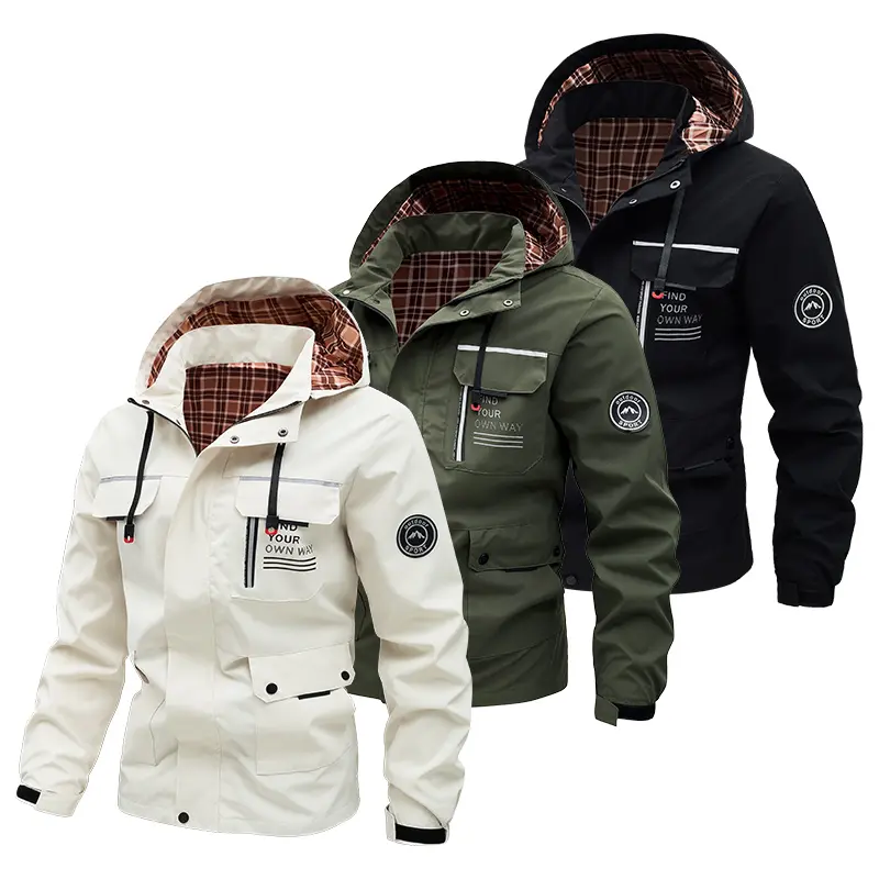 Fall/Winter fashion slim-fit solid-color hard shell jacket, 2026 new model outdoor hooded climbing windproof waterproof jacket, detachable hood, suitable for outdoor activities and casual everyday wear, jacket.