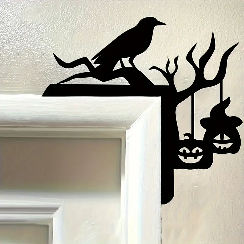 Classic Iron Halloween Corner Decorations, Spooky Crow, Pumpkin Lanterns & Branches, Perfect Fit for Your Home Halloween Theme