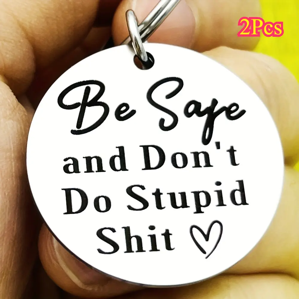 2Pcs Be Safe" Engraved Stainless Steel Keychain - Perfect Birthday or Christmas Gift for Teens, Boys & Girls Personalized