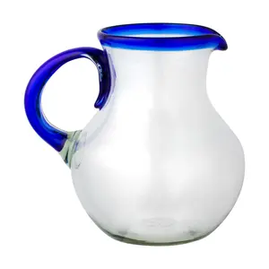 10 Strawberry Street Cobalt Rim Pitcher MexicanGlass