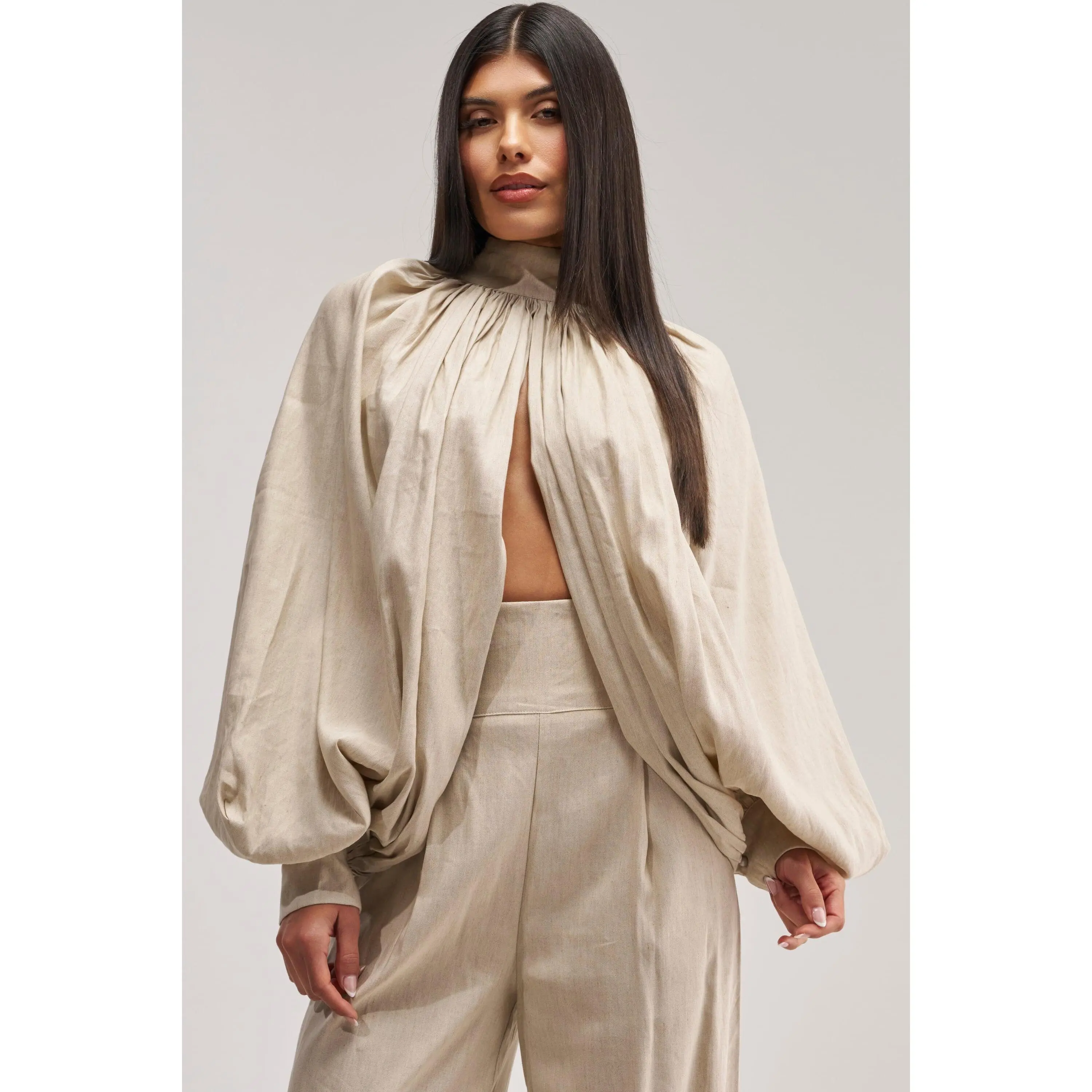 MASTERPIECE PUFF LONG SLEEVE TOP IN LINEN