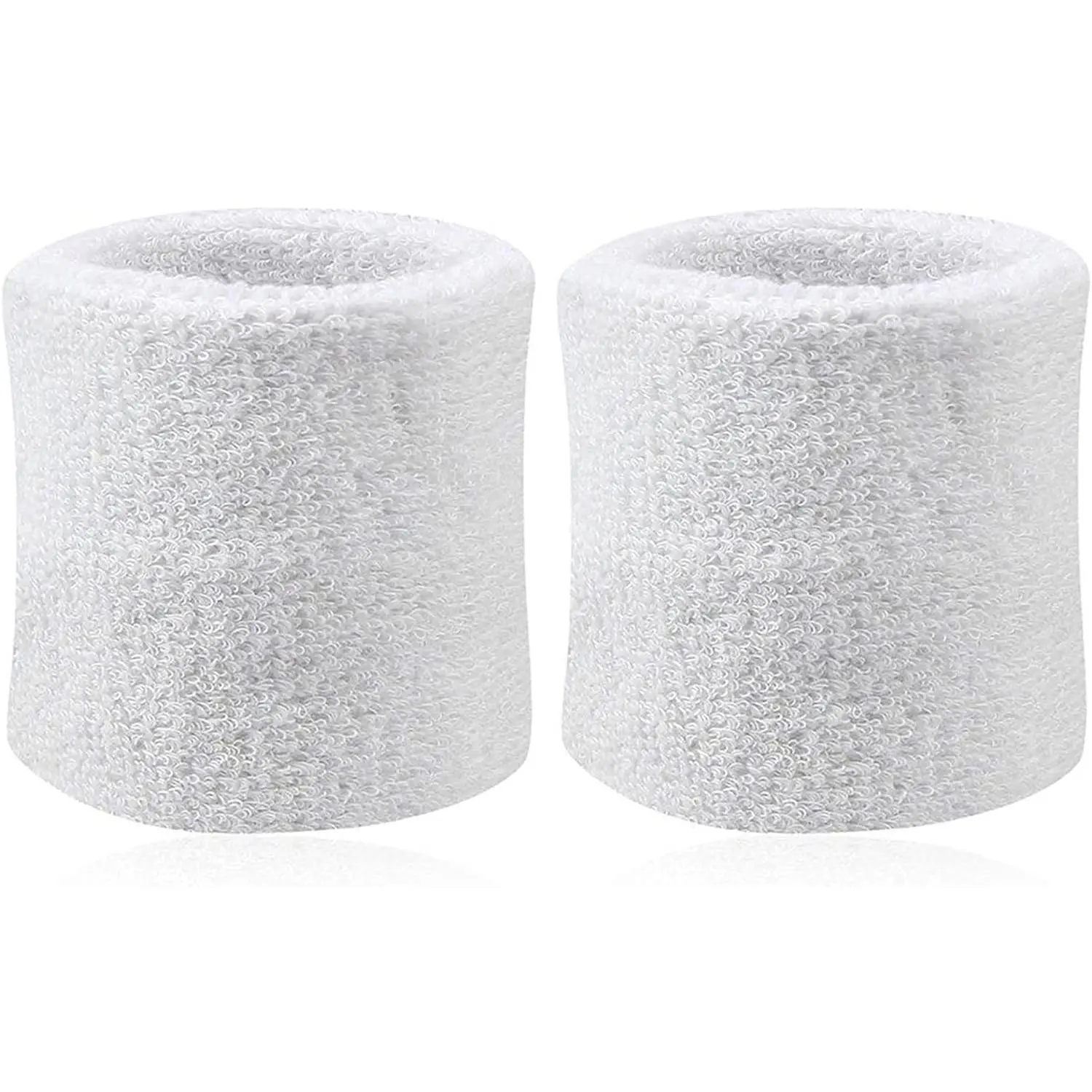2Pcs White Wrist Sweatbands - Absorbent Sports Wristbands for Tennis, Basketball, Running - Adults, Athletes, Sports Enthusiasts - One Size