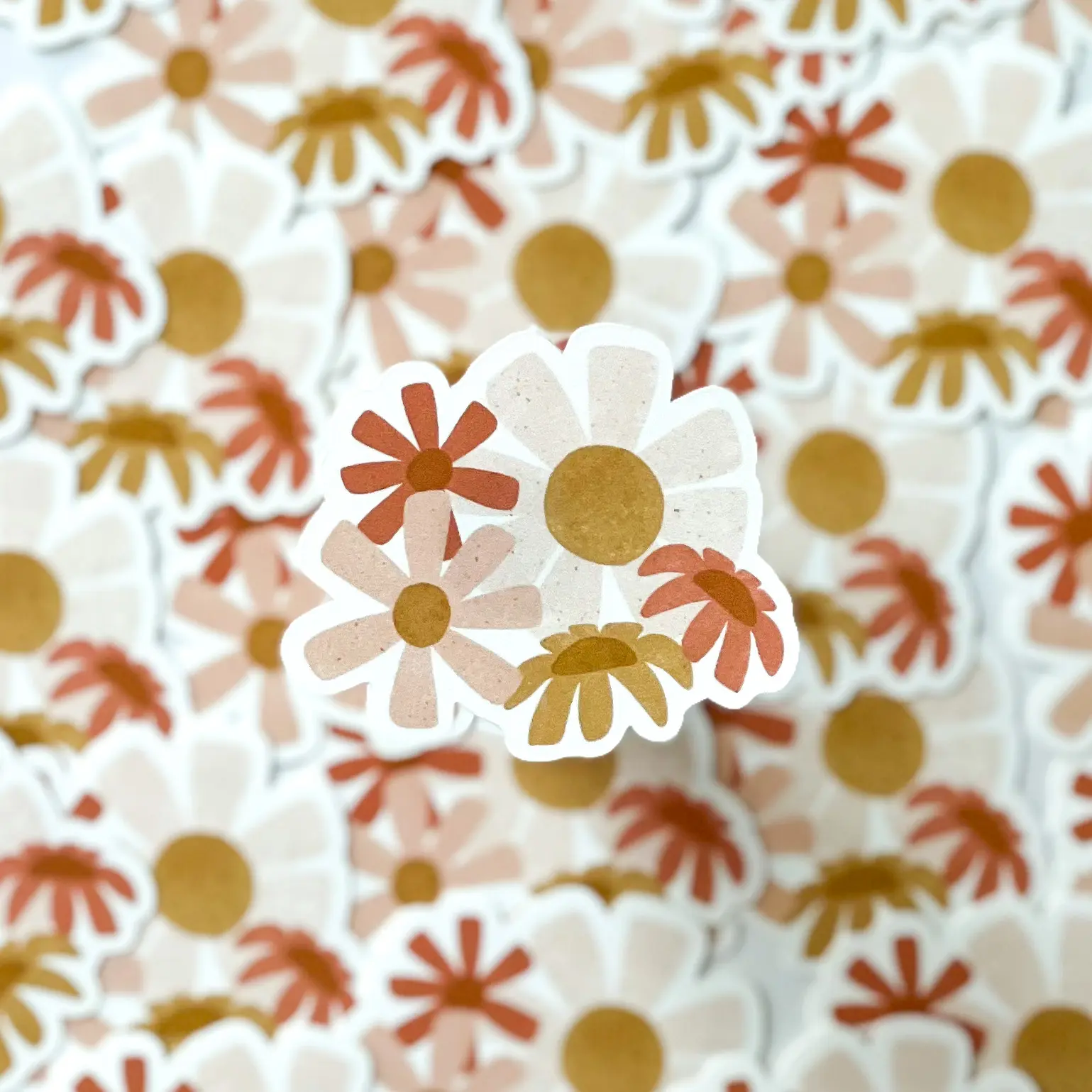 Bunch of Daisies Die Cut Sticker, Colorful Flowers, Waterproof
