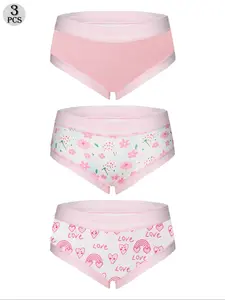 Morvia Women's Seamless Underwear Set, Breathable Daily Wear Soft Panties, Printed Underwear, Fitted Casual Design, All-Season Comfort Apparel for Women