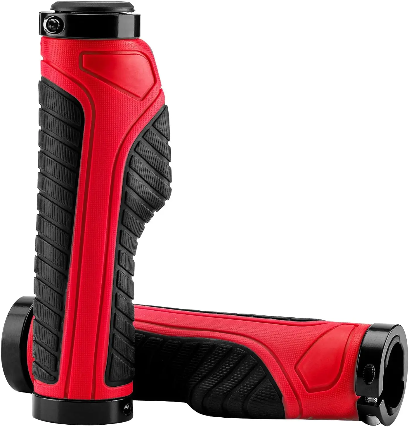 Play Video Rock BROS Mountain Bike Grips Handlebar Bicycle Handlebar Grips Bike Handle Grips Double Aluminum Clamp Lock On Grips for MTB BMX Mountain Bike Handle Bar Ends Black Blue Grey Red Green