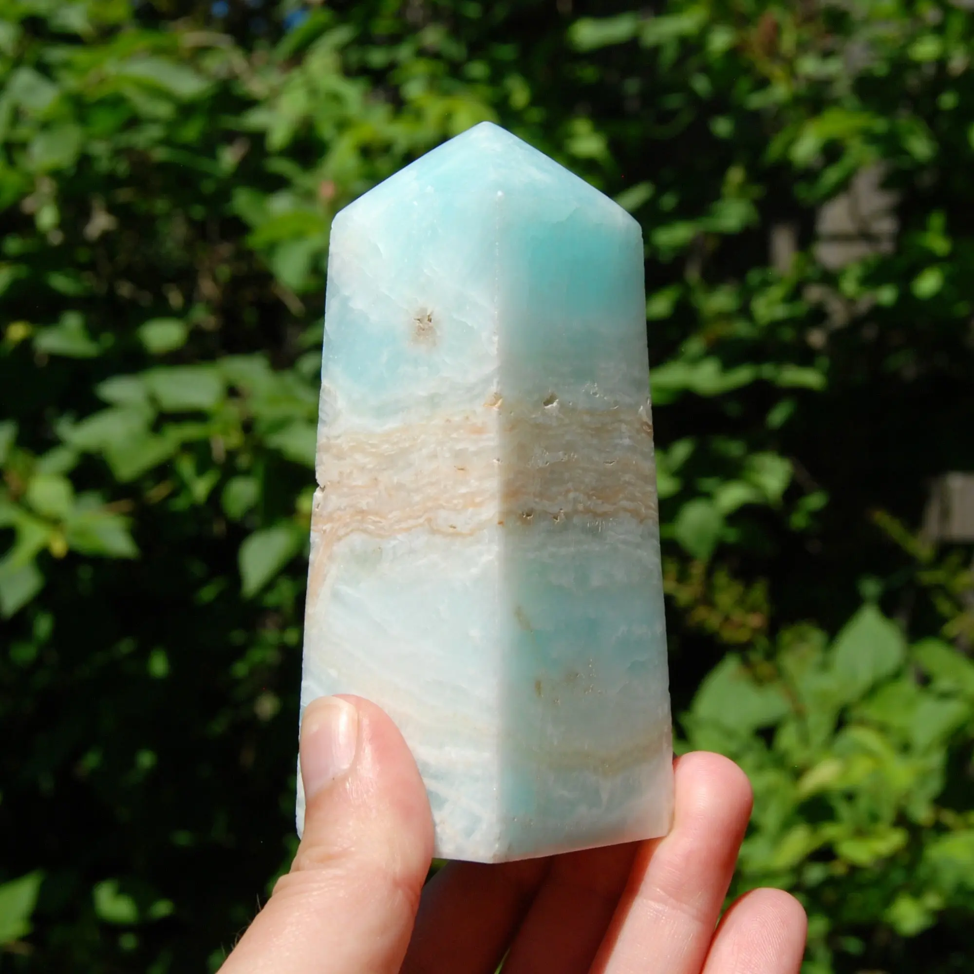 4.3in 403g Caribbean Blue Calcite Crystal Tower, Pakistan