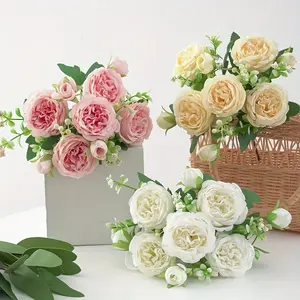 4pcs Peony Spring Color Core Peony Artificial Flowers, Artificial Flower Set, Artificial Flower Arrangements, for birthday parties, party decorations, home decor, vase decoration, windowsill decoration, bouquet