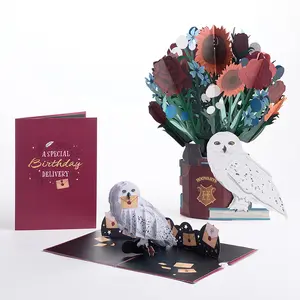 Harry Potter™ Hedwig™ Birthday Pop-Up Card & Flower Buds Bouquet Bundle