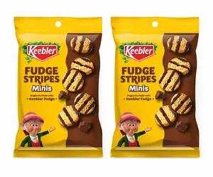 Keebler Fudge Stripes Minis Cookies 2-Pack 3 oz - Rich Fudge Layer Fun-Sized Snack for On-The-Go Enjoyment