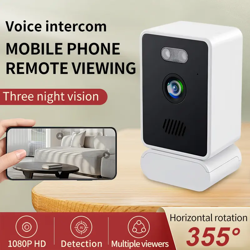 VAVUPO Security Camera 1080P HD Voice Intercom Mobile Remote Viewing 3 Night Vision 355° Rotation Detection Multiple Viewers with Micro SD