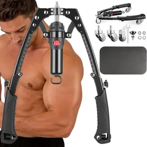 Adjustable Hydraulic Arm Trainer, Home Gym Equipment for Strength Training, Adjustable Gym Machine, 22-440 Lbs Capacity, Ab Roller Included, Unisex Fitness Gear
