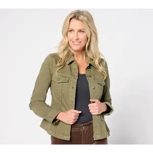 Liverpool Los Angeles Peplum Denim Jacket - Olive Grove