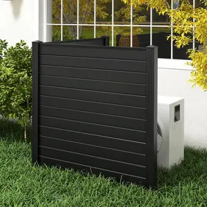 2 Panels Outdoor  Screen, 48''W x 48''H Air Conditioner Fence, Trash Can Enclosure with Stakes, PP Vinyl Decorative Fences for Garden Patio Lawn, Easy Assembly, Black