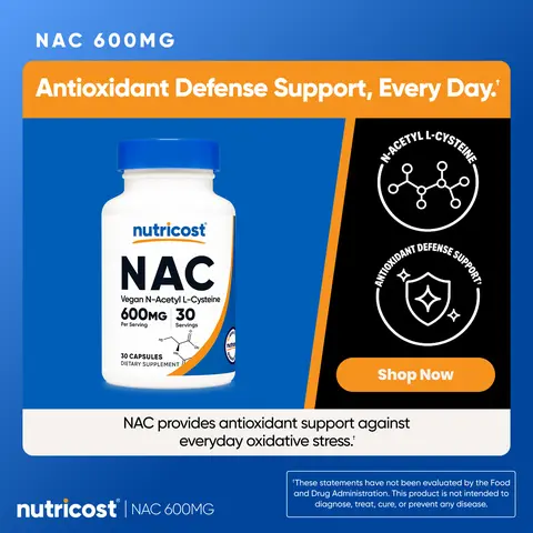 Nutricost N-Acetyl L-Cysteine (NAC) Supplement Capsules