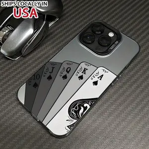 Case for iPhone 16 Pro Max 15 Plus 14 13 12 11 XS XR playing cards design Matte Shockproof Anti-Scratch Stylish Smartphone Cover