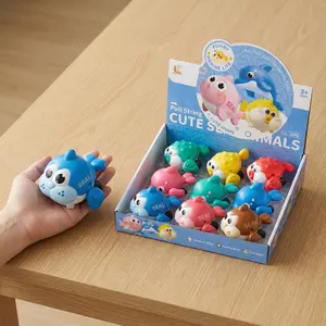 Baby Pull String Toy Cars, Sea Animal Infant Toys for 6-12 Months, Food Grade Silicone Pull Back Toys for Toddlers 1-3, Educational Montessori Toys for Kids Birthday Gift