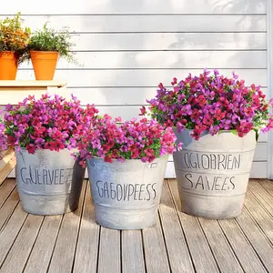 Artificial Fake Flowers Plants for Outdoors - 12 Bundles Fake Plants Faux Silk Flowers Outside, UV Resistant for Planter Front, Porch, Garden, Patio, Spring Decor