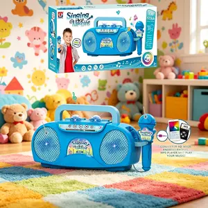 Children Singing Machine with Microphone, Sound Light Music Toy, Connects to Phone, Early Education Speaker, Unisex, Fun Learning Tool