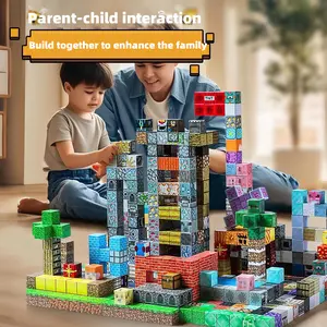 Magnetic Cube Blocks Set, Building Block Sets,500/300PCS Large Size Magnetic Building Blocks Montessori Sensory Set,Magnetic Suction Stable Stacking,Logical Development Geometric Shape Learning Toy, Family Interactive Educational Gift