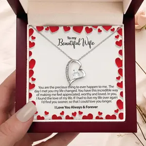 Romantic Gift For Wife Heart Necklace Personalized Card Message Unforgettable Birthday Anniversary