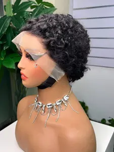 High-Quality 13x4 Lace Pixie Curly Short Premium Human Hair lace frontal wig Lace Front Wigs Pixie Cut Wig