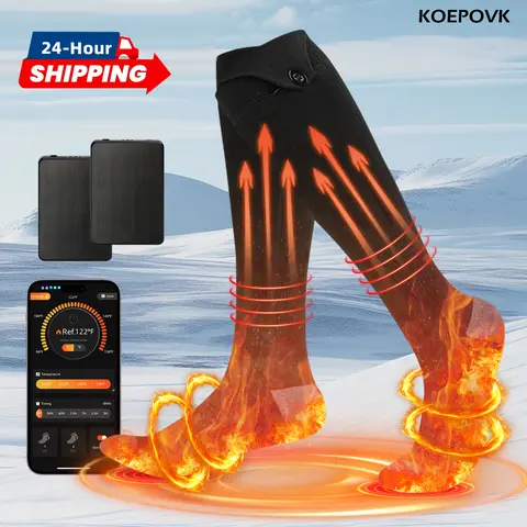 KOEPOVK Unisex Heated Socks Set - Two 5000 mAh Batteries, App-Controlled, 4-Speed Temperature Control, Washable, Universal Fit, Winter Thermal, Indoor & Hiking Use, All-Scenario Versatility, Every Age Group, Up to 8H Use