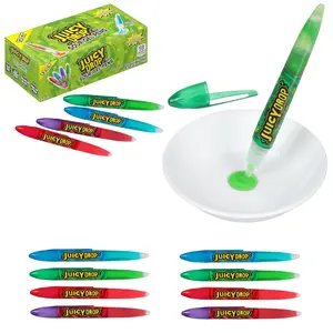Juicy Drop Sour Candy Gel Pen, 12 Ct Sour Candy Gel Pens in Assorted Fruity Flavors, Full Size, Fun Variety Pack For Party Favors, Birthday Parties, Goodie Bags, Gifts for Kids